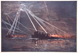 血と鉄：北の空襲、ゴードン・S・マクスウェルの「海軍戦線」のイラスト、1920 作： Donald Maxwell